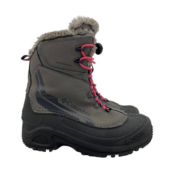 Columbia Youth 4 Boots Bugaboot II 200 Gram Faux Fur Winter Gray Pink BY5956 - Picture 1 of 13